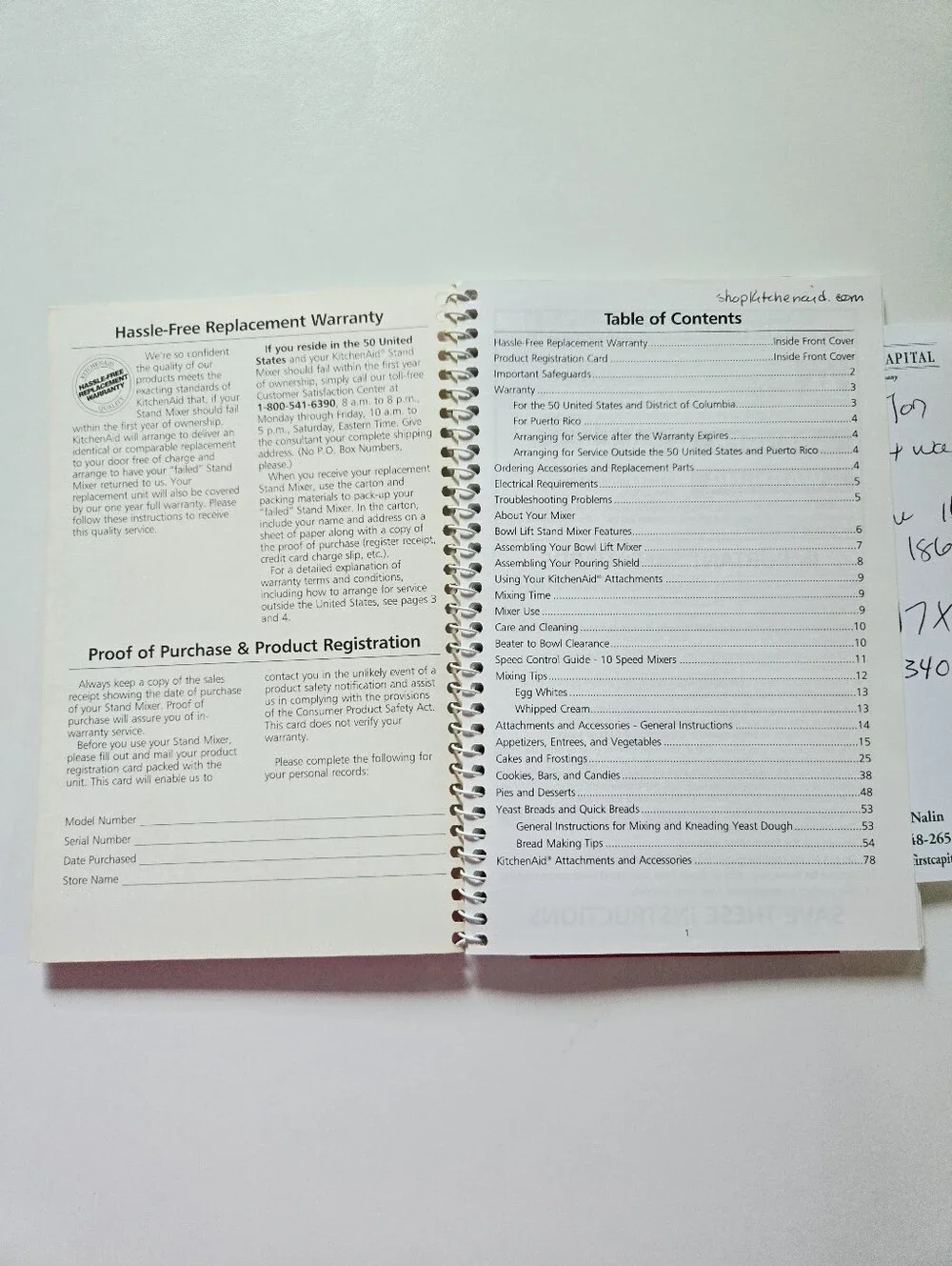 KitchenAid Bowl Lift Stand Mixer Instructions Recipes 2003 Spiral Bound